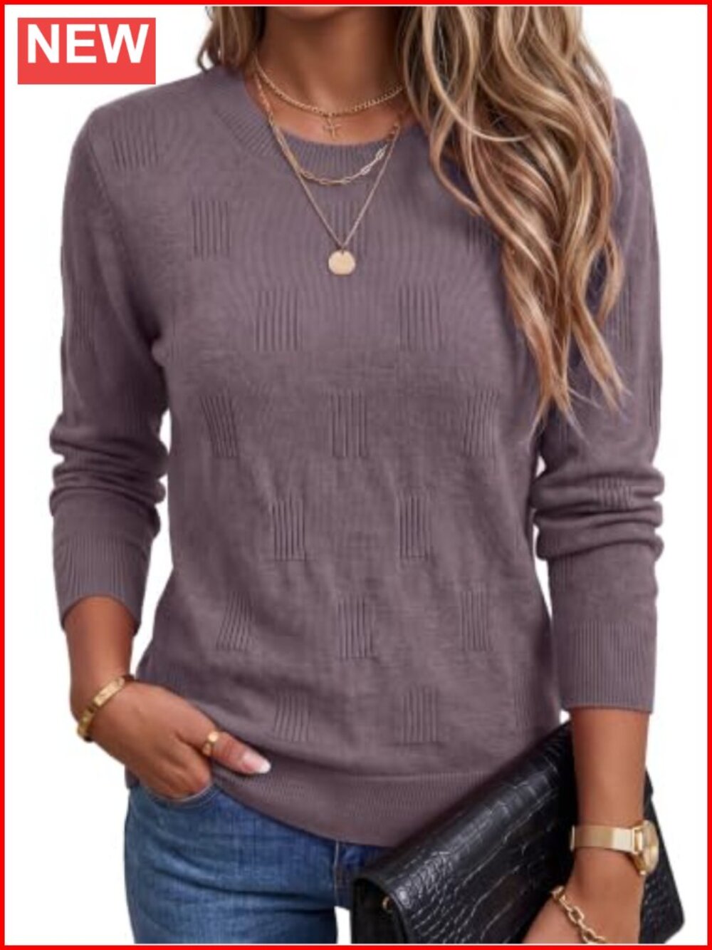 Soft Knit Sweater Pullover Crew Neck Long Sleeve Business Casual Fall Winter Top